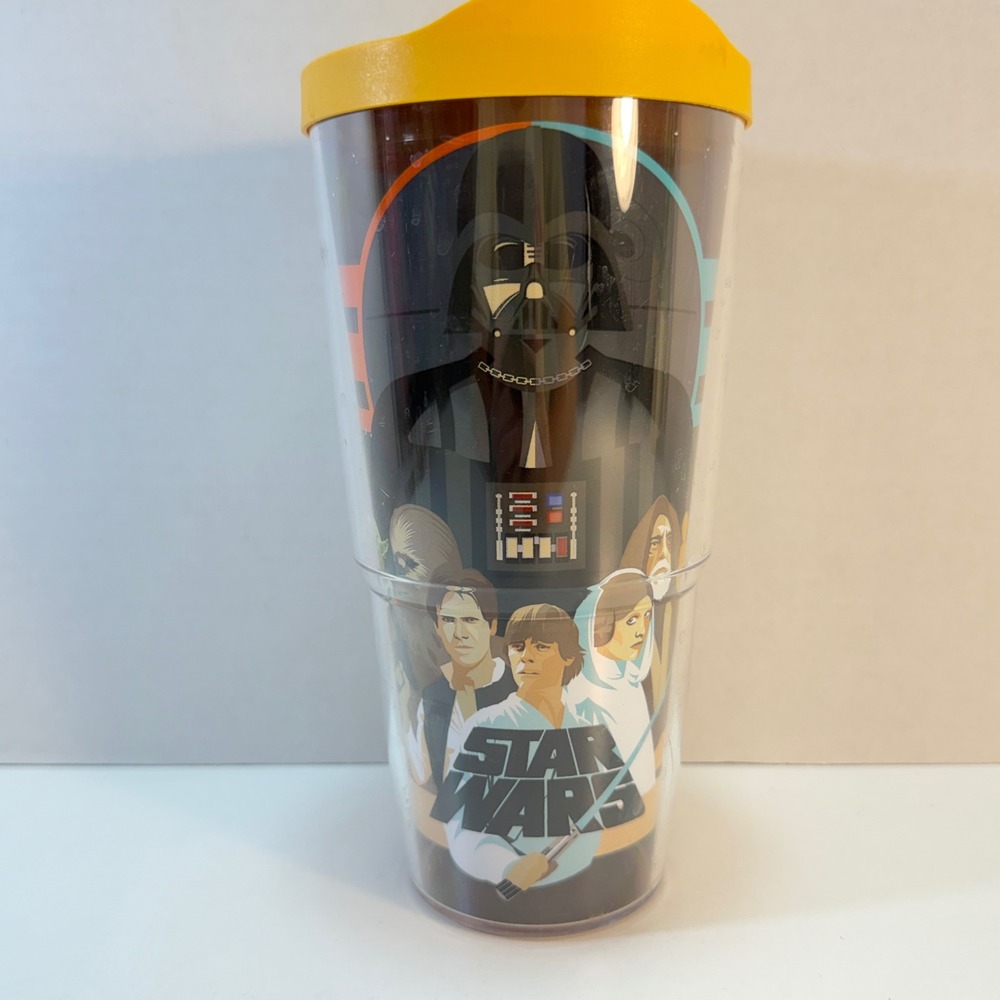 Tervis Tumbler Star Wars 24oz Yellow Lid Darth Vader Luke Skywalker Cup